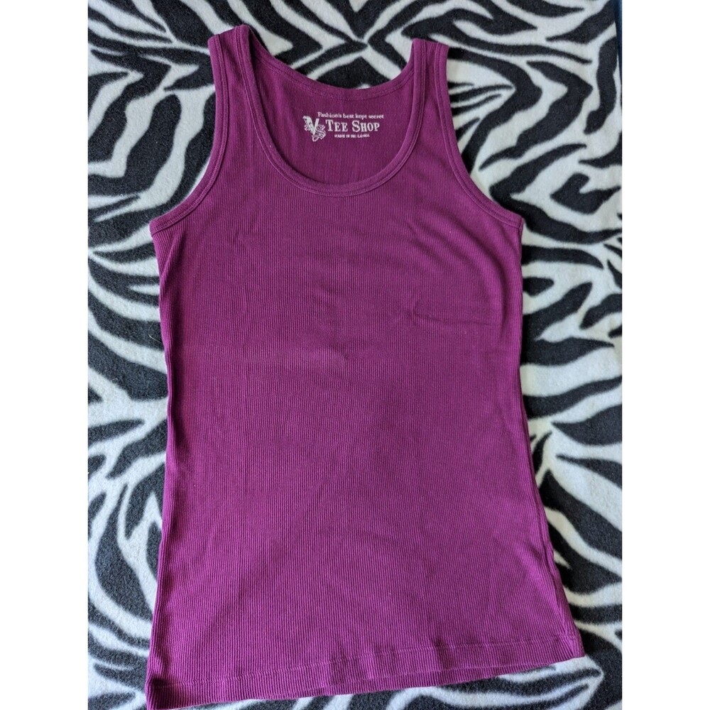 Victoria Secret TEE SHOP Magenta Size Medium 100% COTTON Ribbed Tank Top